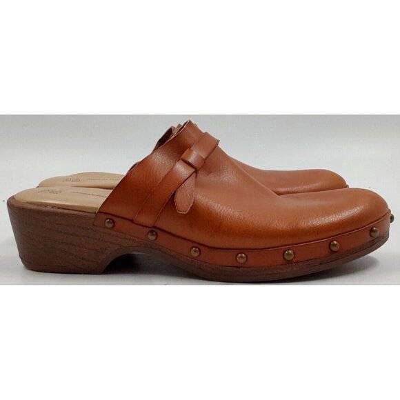 Time and Tru Womens Ladies Brown Comet Wooden Heel Mules Slip-on Shoes Sz 10 NEW - Picture 6 of 9